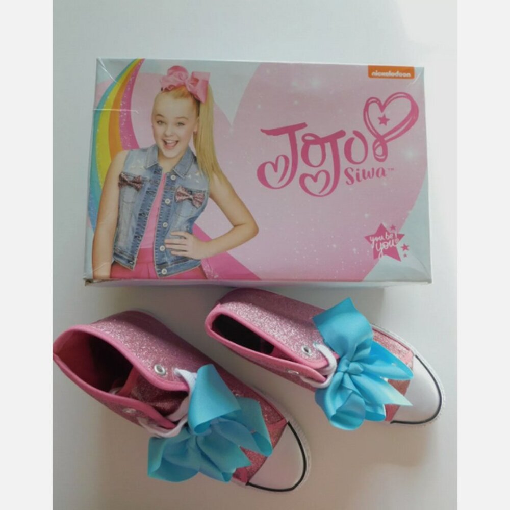 JoJo Siwa Legacee High Top Sneakers Pink Glitter Big Girls Size 3.5 NWB